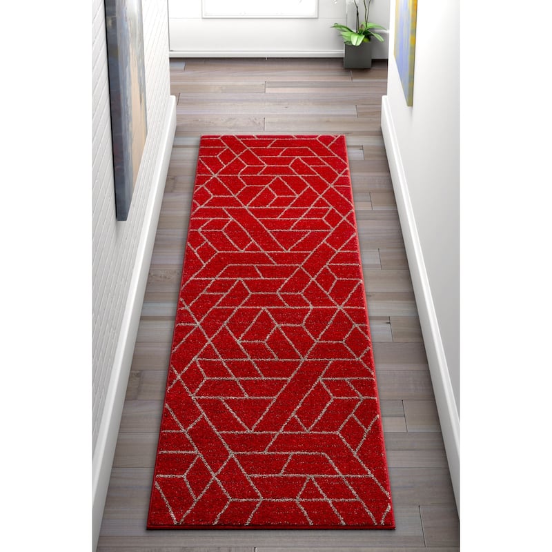 Well Woven Modern Geometric Shapes Runner Rug