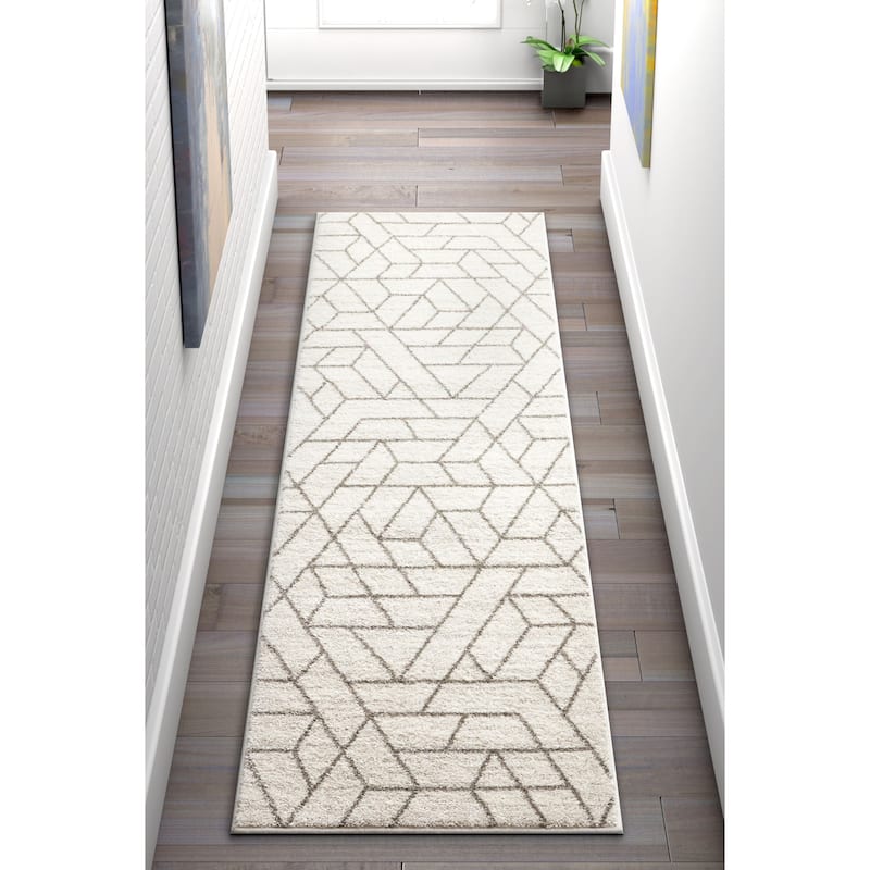 Well Woven Modern Geometric Shapes Runner Rug
