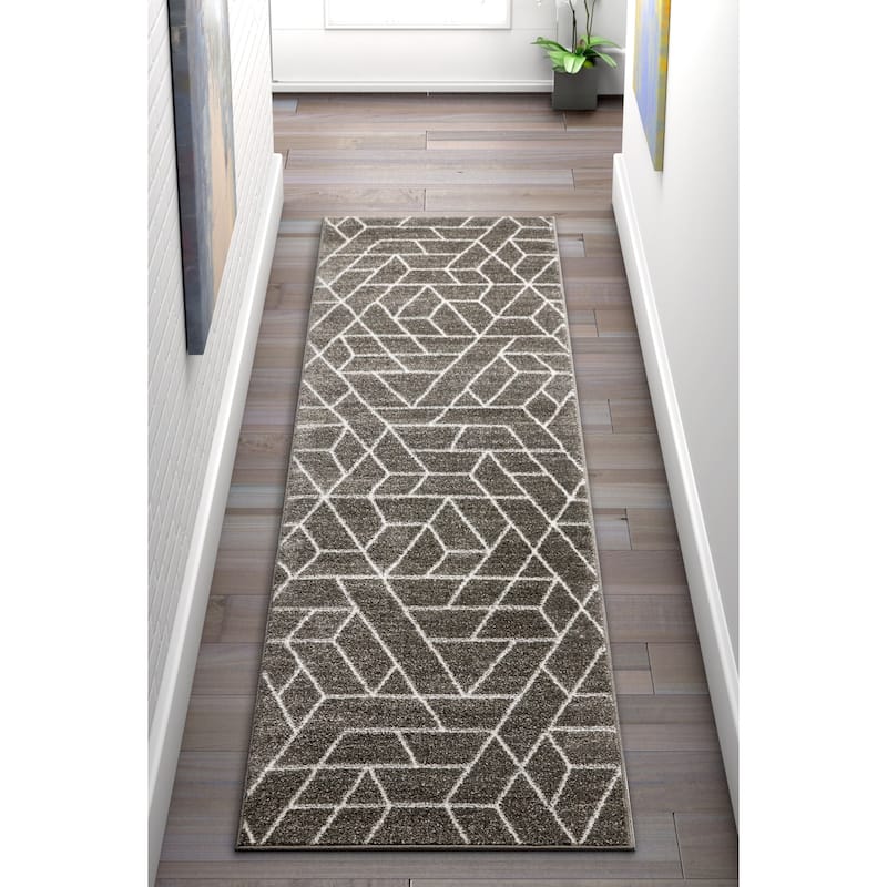 Well Woven Modern Geometric Shapes Runner Rug