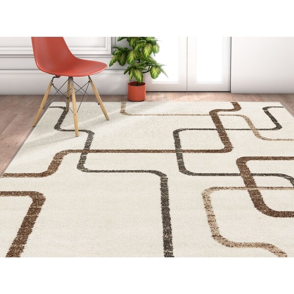 Well Woven Modern Geometric Distressed Area Rug - 5'3" x 7'3"