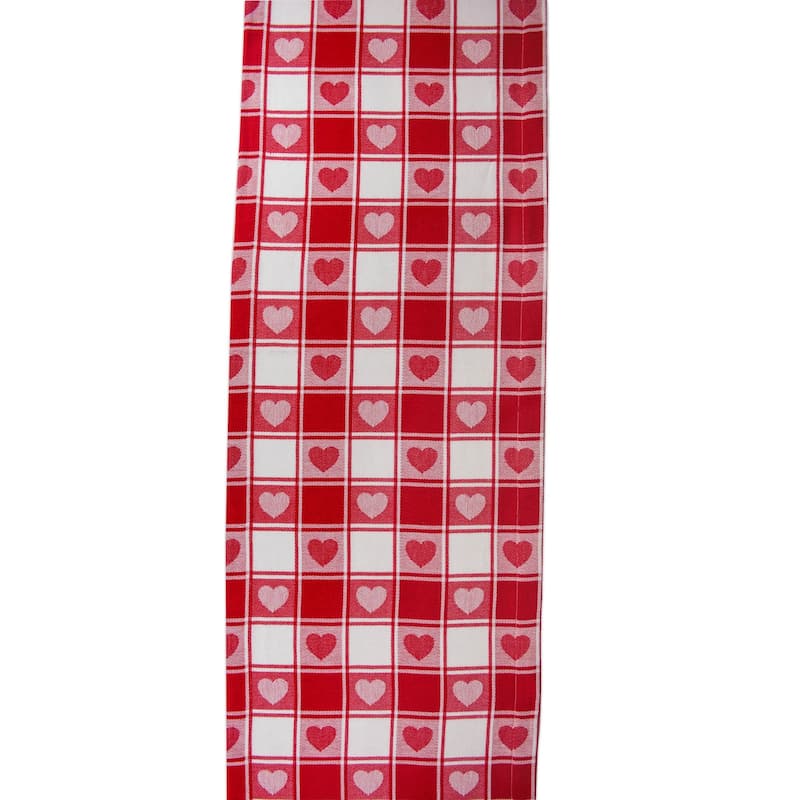 Design Imports Woven Check Hearts Kitchen Tablecloth (84 Inch Wide x 60 Inch Long)
