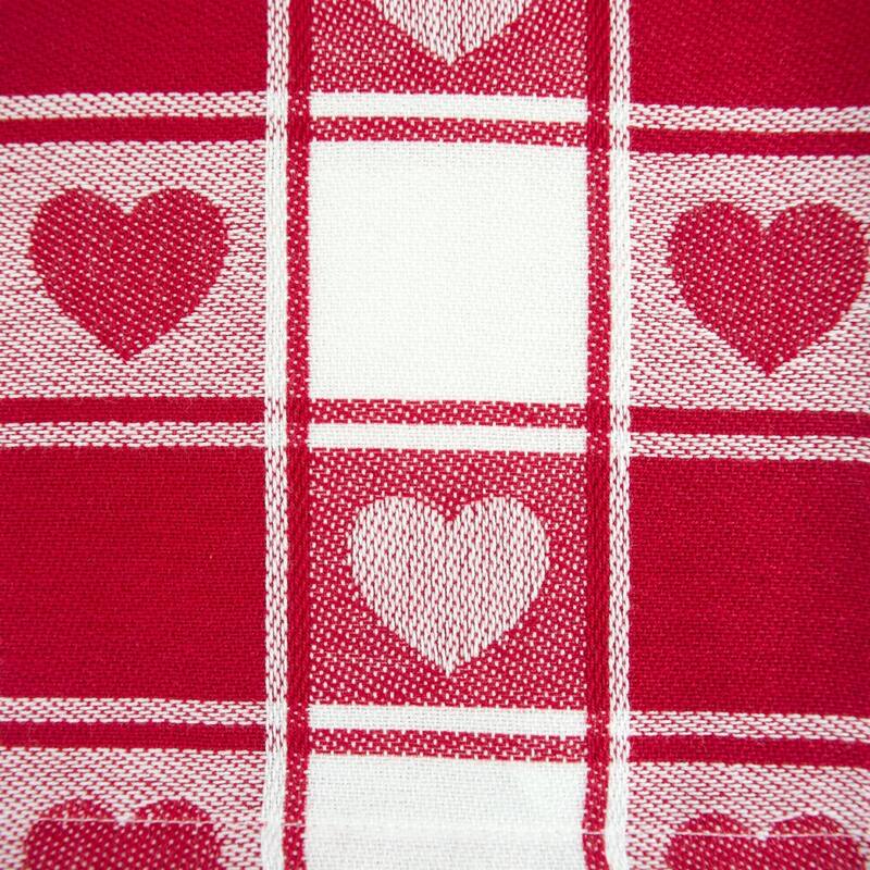 Design Imports Woven Check Hearts Kitchen Tablecloth (84 Inch Wide x 60 Inch Long)