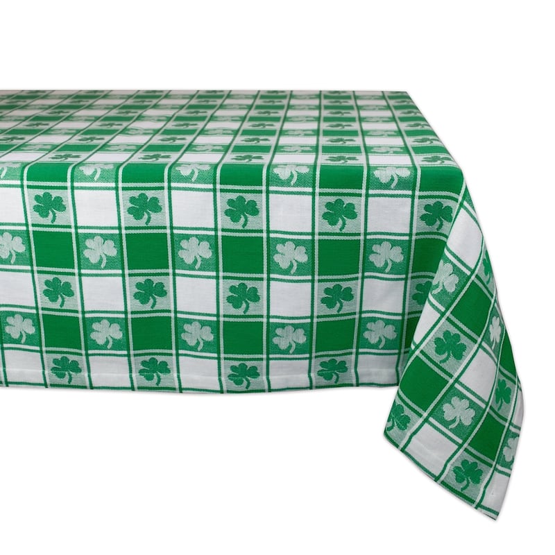 Design Imports Woven Check Hearts Kitchen Tablecloth (84 Inch Wide x 60 Inch Long) - Shamrock Check - 60x84"