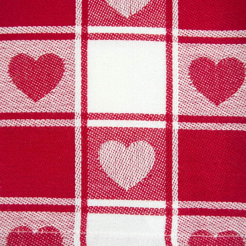 Design Imports Woven Check Hearts Kitchen Tablecloth (84 Inch Wide x 60 Inch Long)
