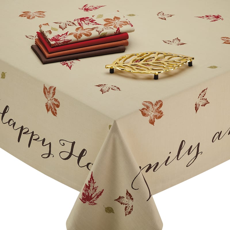 DII Rustic Leaves Kitchen Tablecloth - 52x52" - Rustic Leaves