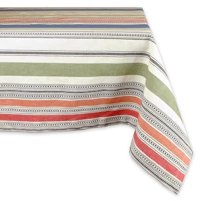 Design Imports Warm Stripe Kitchen Tablecloth (84 Inch Wide x 60 Inch Long)