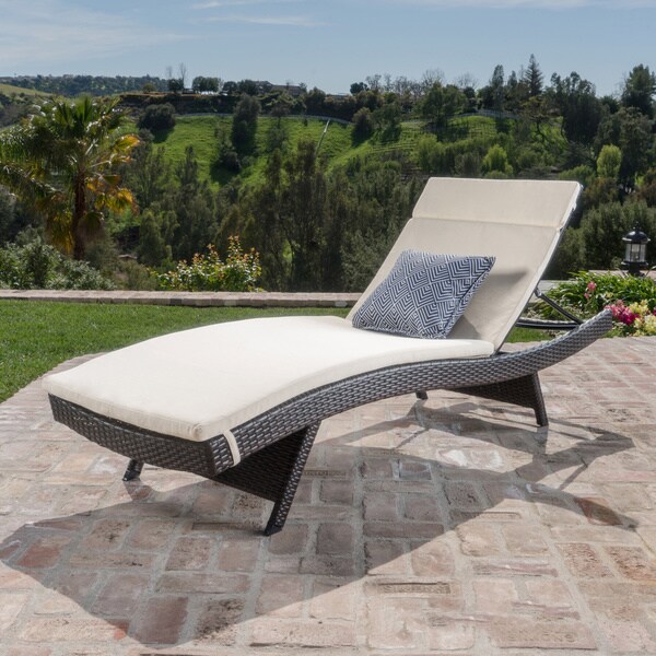 Sienna Outdoor Colored Water Resistant Chaise Lounge Cushion in Beige by Christopher Knight Home (As Is Item)