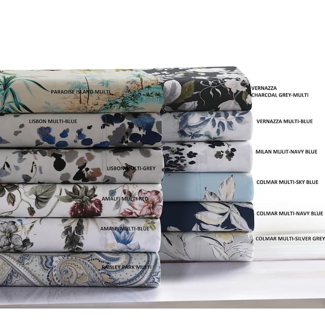 300 Thread Count Cotton Ultra-soft Printed Deep Pocket Bed Sheet Set