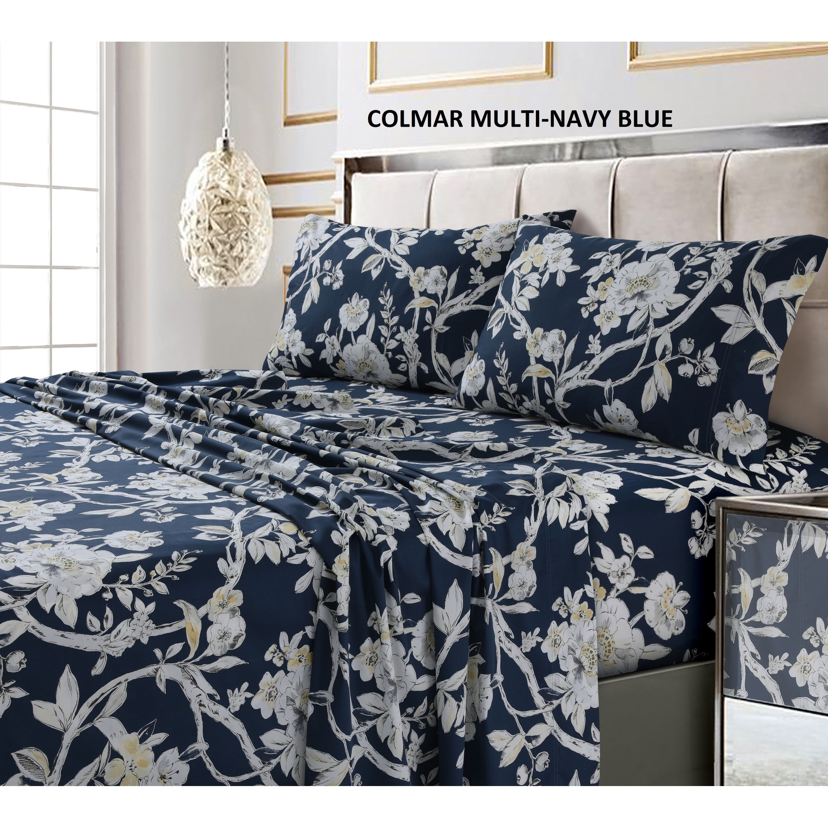 Details about   Twin/Full/Queen/King Bed Sheet Set 350 TC Cotton Long Stable 15" Drop Navy Blue