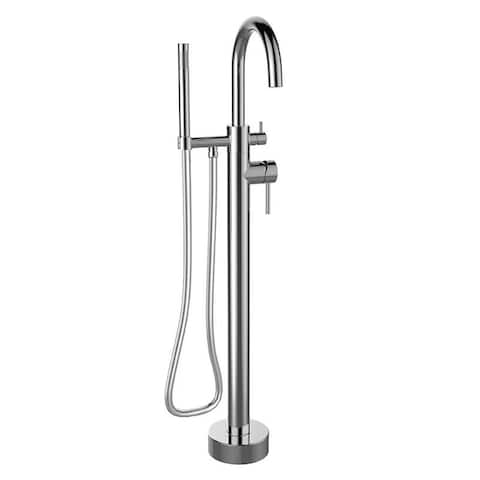 Handmade Free-Standing Floor-Mounted Tub Filler with Hand-Held Shower