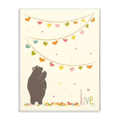 Stupell Love Bear with Heart Garland Wall Plaque Art, 10 x 0.5 x 15, Made in USA