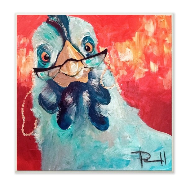The Stupell Home Decor Collection Stylishly Appalled and Painterly Chicken Wall Plaque Art, 12 x 0.5 x 12, Made in USA