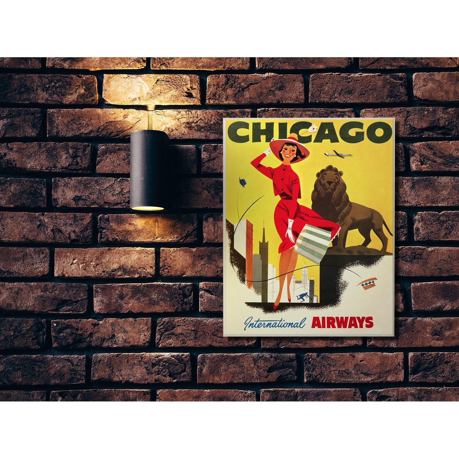 Stupell Vintage Chicago Airways Poster Wall Plaque Art, 10 x-image