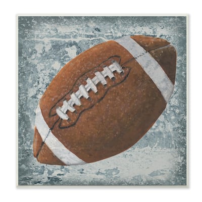 The Kids Room by Stupell Grunge Sports Equipment Football Wall Plaque Art, 12 x 0.5 x 12, Made in USA - 12 x 12