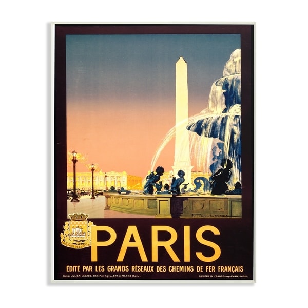 The Stupell Home Decor Collection Vintage Paris Fountain Poster The Stupell Home Decor Collection Vintage Paris Fountain Poster Wall Plaque Art 10 X 0 5