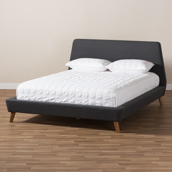 Contemporary Dark Grey Fabric Queen Size Bed by Baxton Studio On