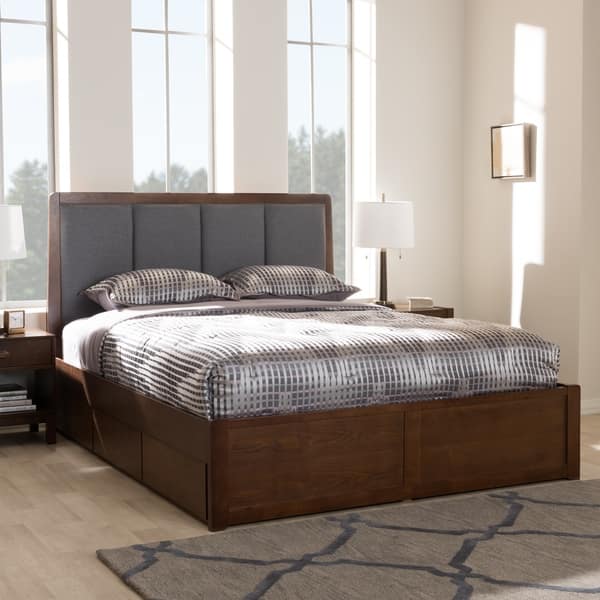 Baxton Studio Antoinette Light Beige Modern Platform Bed—King