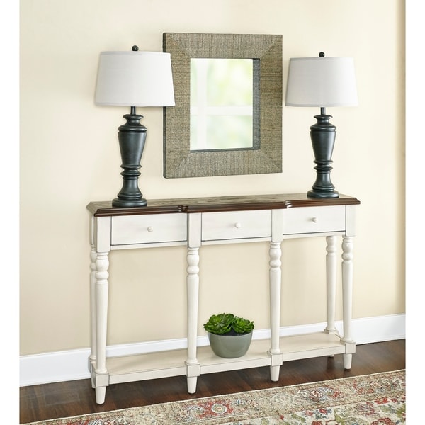 Powell Kepley Cream Poplar Wood Console Table Free Shipping Powell Kepley Cream Poplar Wood Console Table