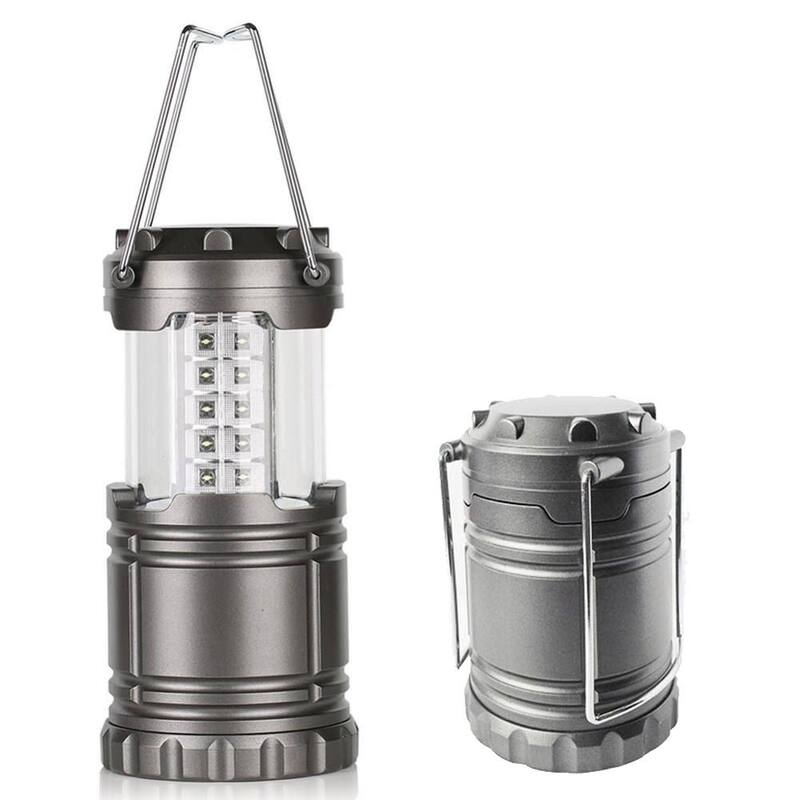 LED Collapsible Portable Military Tac Lantern, Outdoor Battery Ultra Bright Light Collapsible Hand Lamp - Camping Survival Lamp - Grey