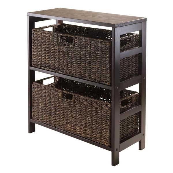 Granville 3pc Storage Shelf With 2 Large Baskets Espresso 21195275 Granville 3pc Storage Shelf With 2