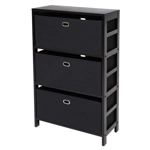 slide 2 of 2, Torino 4-PC Set Storage Shelf w/ Black Fabric Baskets