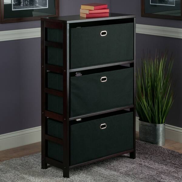 Shop Torino 4 Pc Set Storage Shelf W Black Fabric Baskets Overstock 21195279