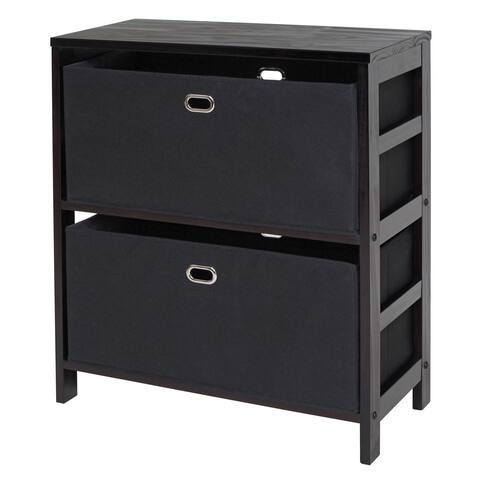 Torino 3-PC Set Storage Shelf w/ Black Fabric Baskets