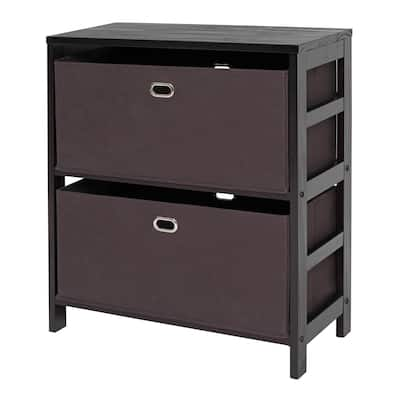 Torino 3-PC Set Storage Shelf w/ Black Fabric Baskets