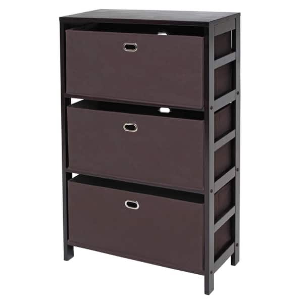 slide 2 of 2, Torino 4-PC Set Storage Shelf w/ Black Fabric Baskets