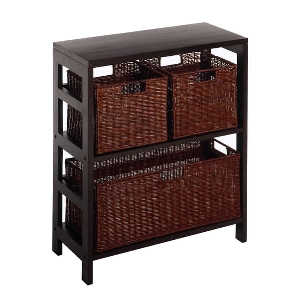 29.21 2 Tier Leo Shelf Storage or Bookshelf Wide Espresso Brown - Winsome