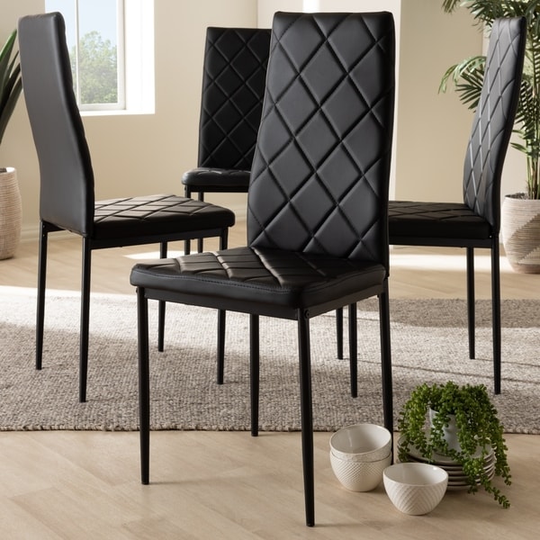 Modern Faux Leather Dining Chair 4 Piece Set by Baxton Studio On