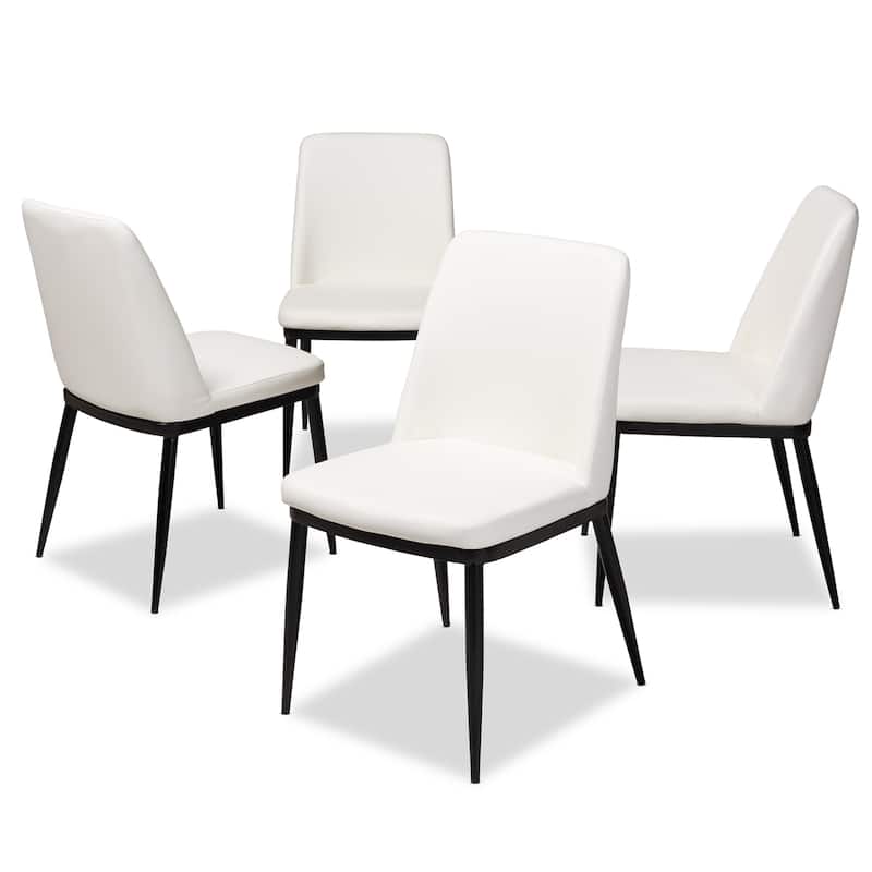 Modern Faux Leather Dining Chair 4-Piece Set by Baxton Studio - White