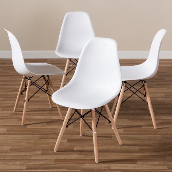 Mid Century White Acrylic Dining Chair 4 Piece Set by Baxton