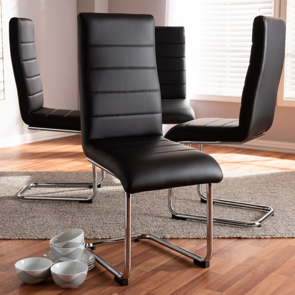 Modern Faux Leather Dining Chair 4-Piece Set by Baxton Studio