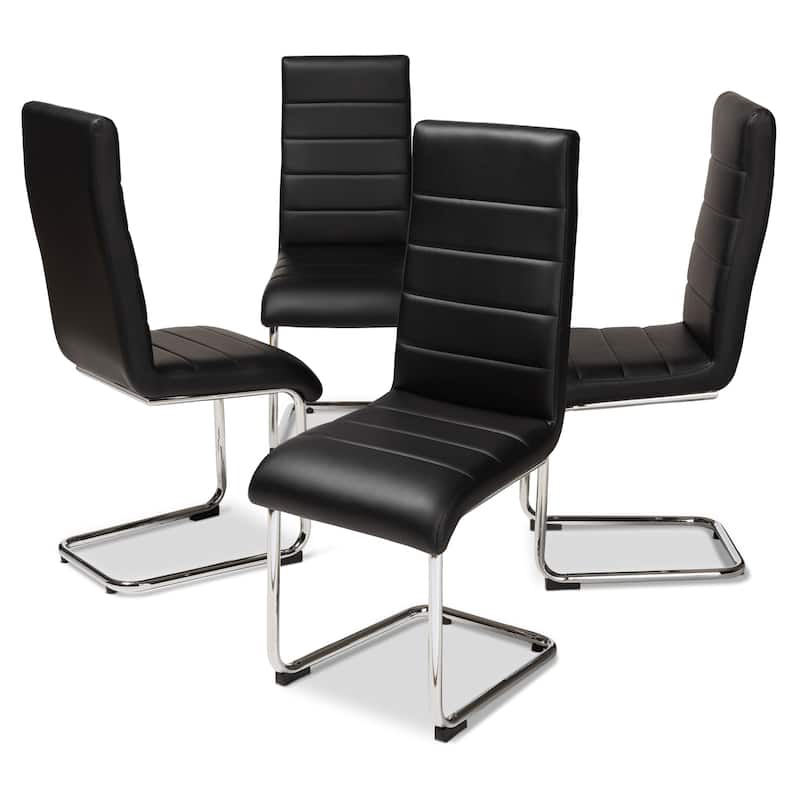 Modern Faux Leather Dining Chair 4-Piece Set by Baxton Studio - Black