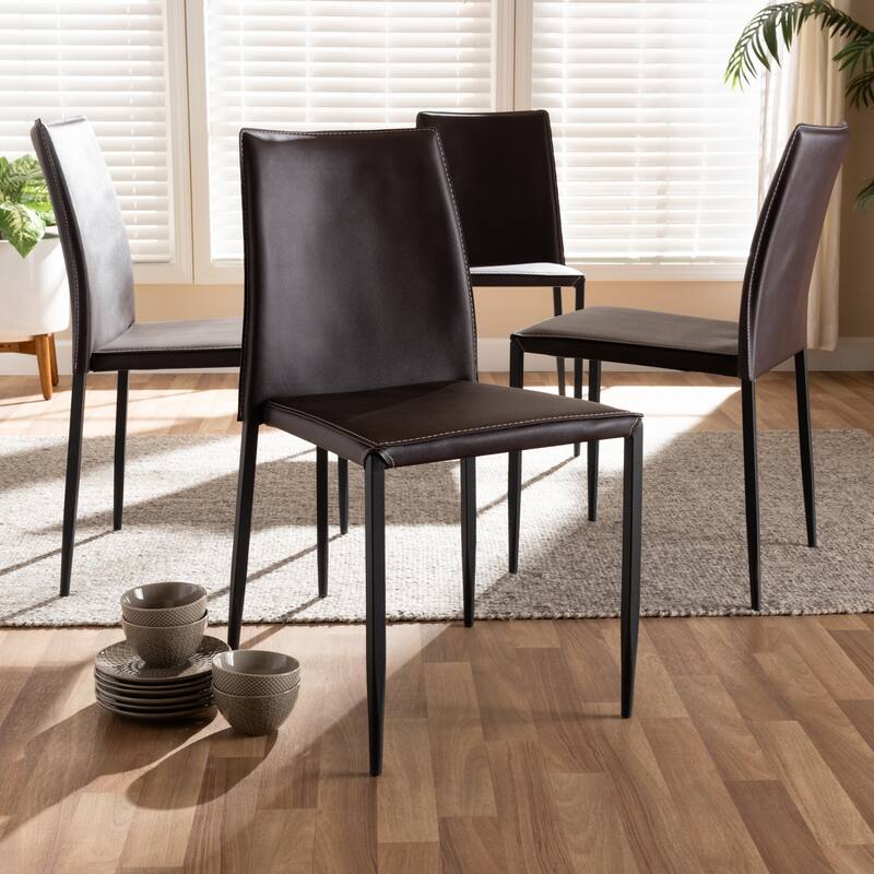Baxton Studio Pascha Modern and Contemporary Brown Faux Leather Upholstered Dining Chair