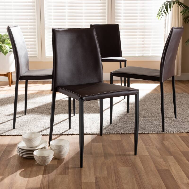 Baxton Studio Pascha Modern and Contemporary Brown Faux Leather Upholstered Dining Chair