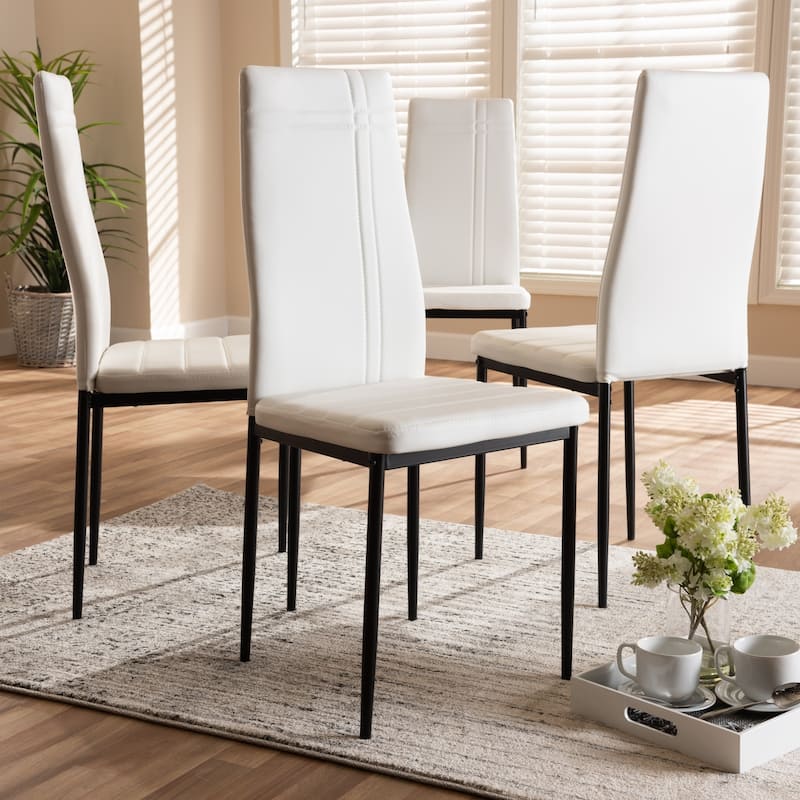 Modern Faux Leather Dining Chair 4-Piece Set by Baxton Studio - White