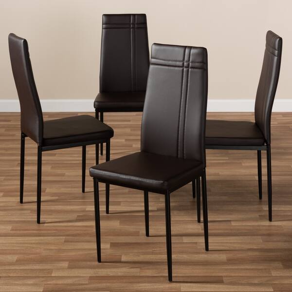 Modern Faux Leather Dining Chair 4Piece Set by Baxton Studio On Sale