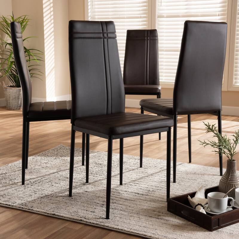 Modern Faux Leather Dining Chair 4-Piece Set by Baxton Studio