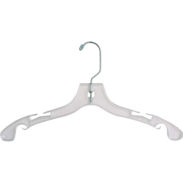 International Hanger Plastic Kids Top Hanger Clear Finish with Chrome Hardware Box of 100