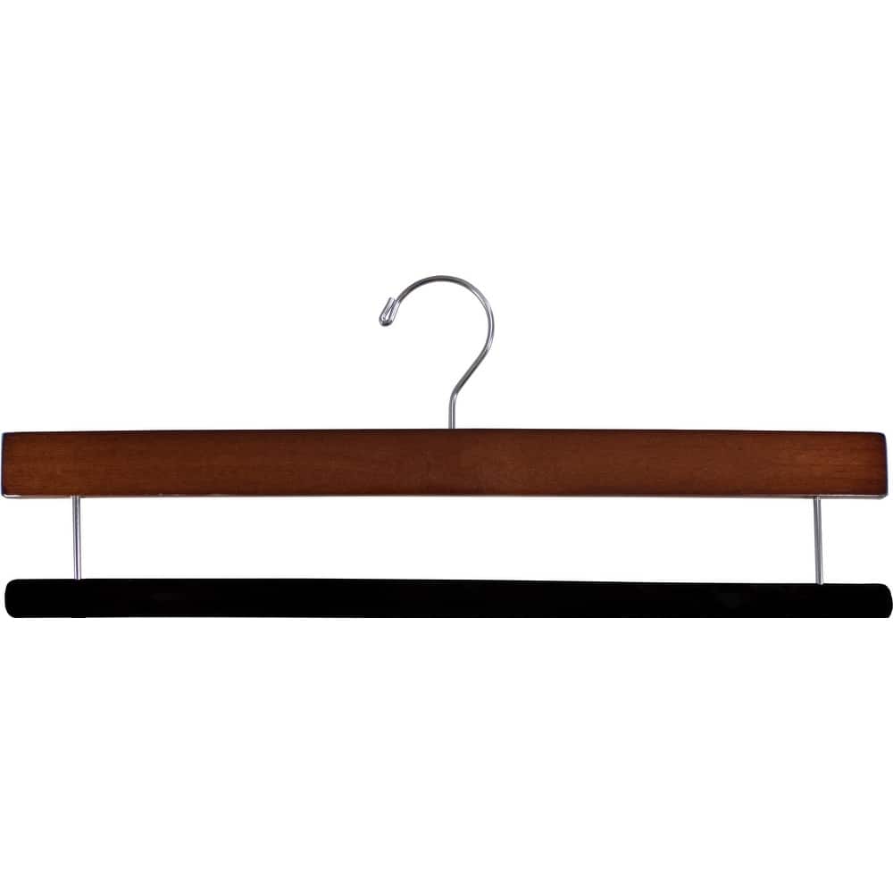 Extra Long Wooden Pants Hanger with Flocked Non-slip Velvet Bar