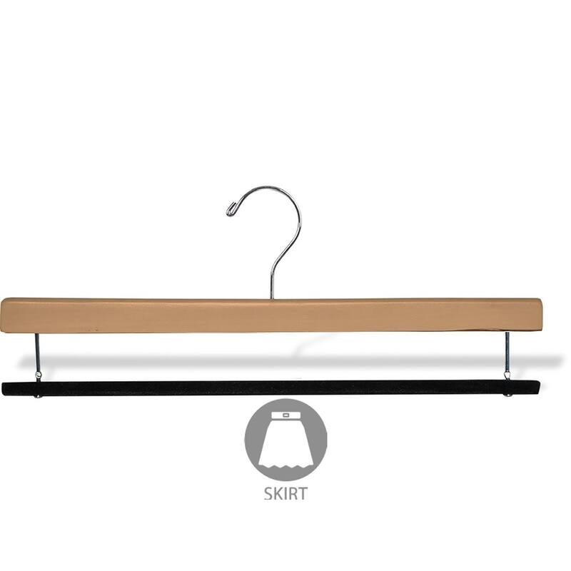 Extra Long Wooden Pants Hanger with Flocked Non-slip Velvet Bar