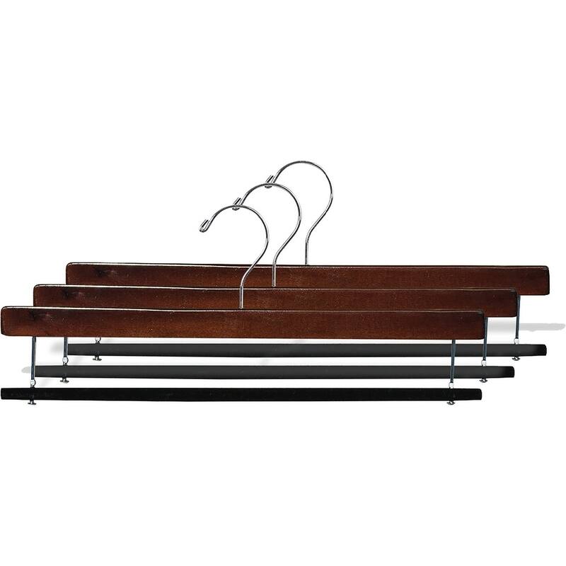Extra Long Wooden Pants Hanger with Flocked Non-slip Velvet Bar