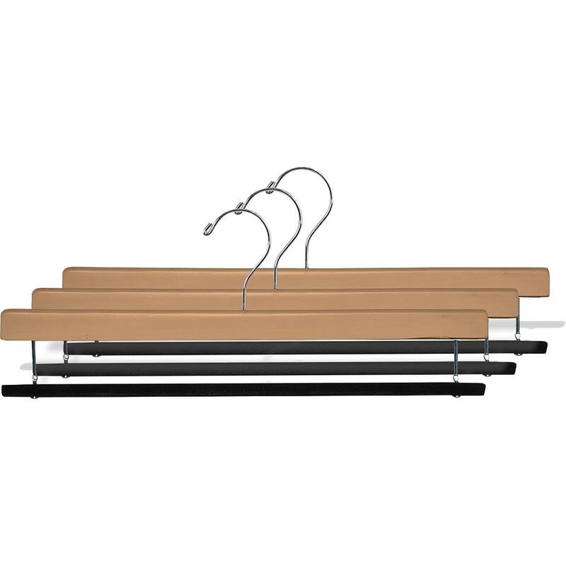 Extra Long Wooden Pants Hanger with Flocked Non-slip Velvet Bar