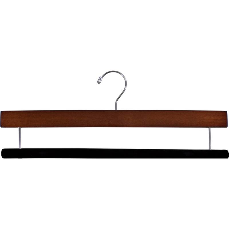 Extra Long Wooden Pants Hanger with Flocked Non-slip Velvet Bar