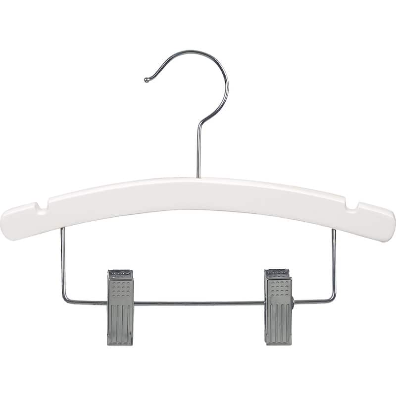 Kids Combo Hanger, Arched 12 Inch Wood Hanger with Clips and Notches