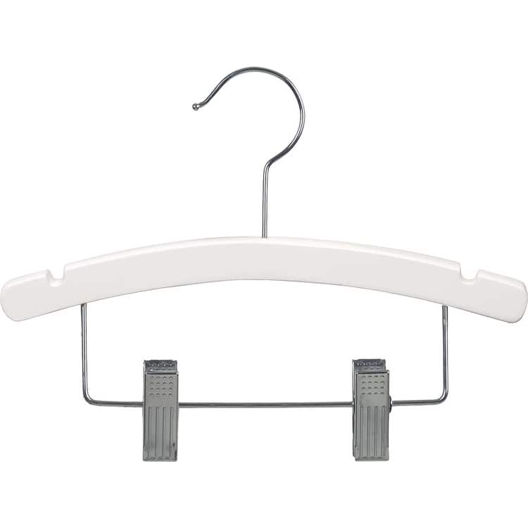 Kids Combo Hanger, Arched 12 Inch Wood Hanger with Clips and Notches