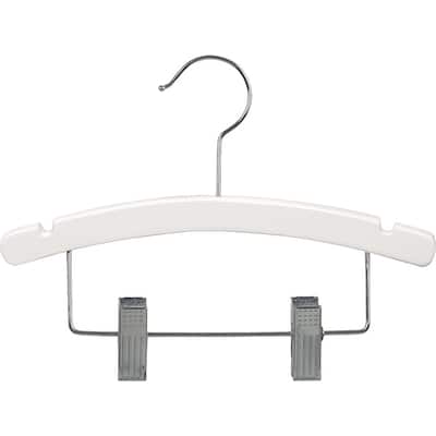 Kids Combo Hanger, Arched 12 Inch Wood Hanger with Clips and Notches