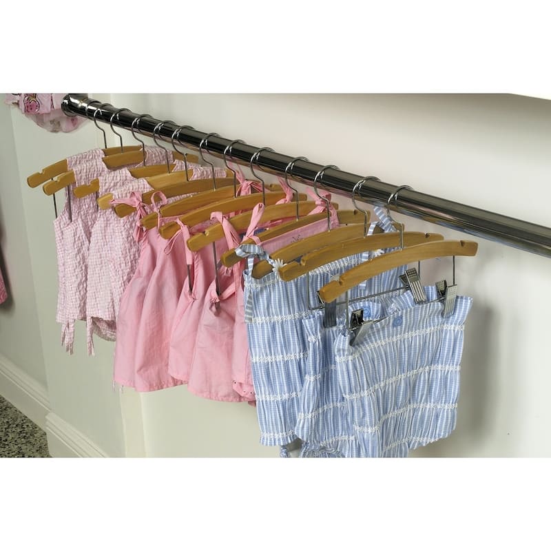 Arched Kids Top Hanger with Notches and Natural Finish
